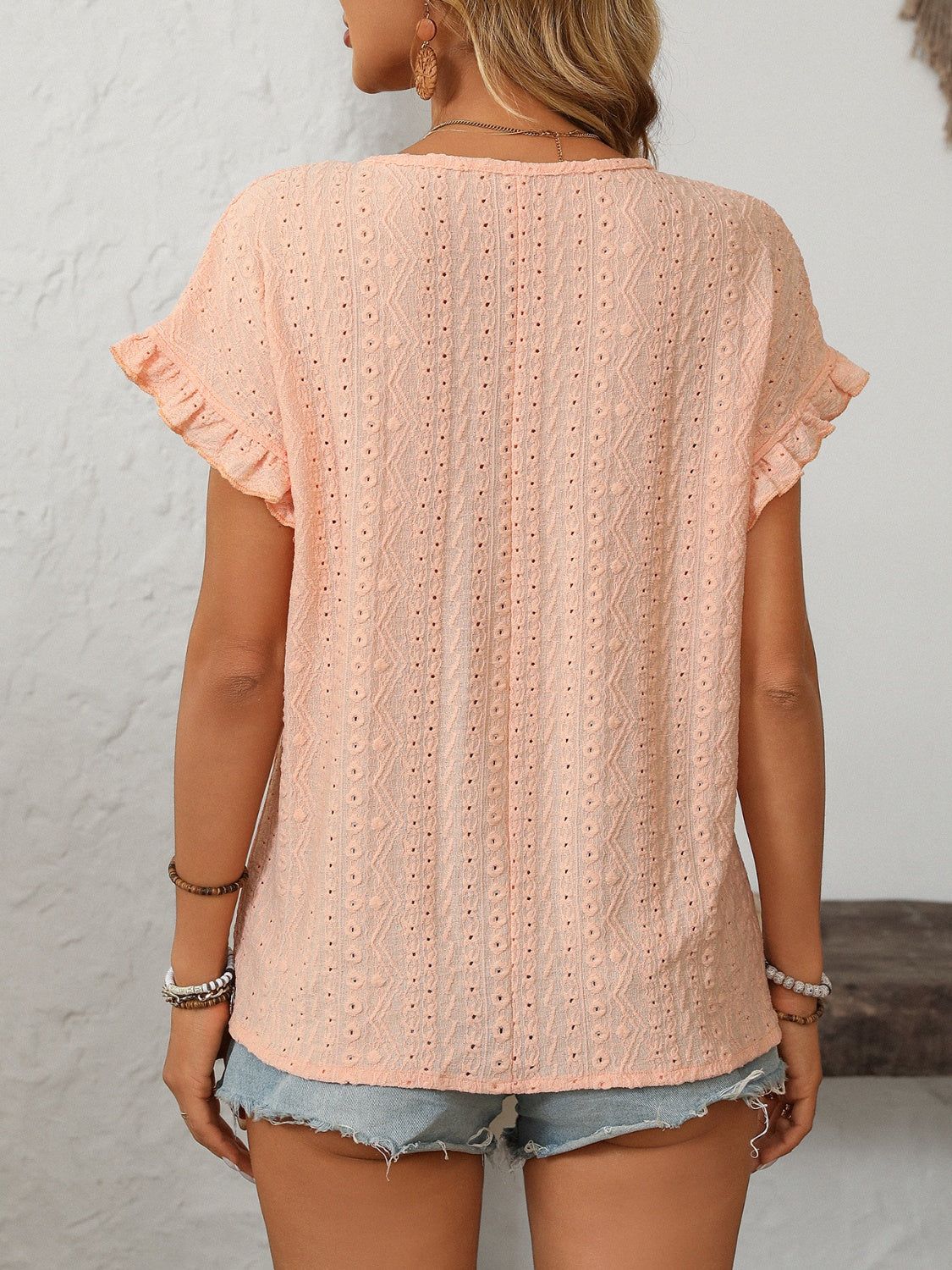 Mandy Eyelet Round Neck Short Sleeve Top