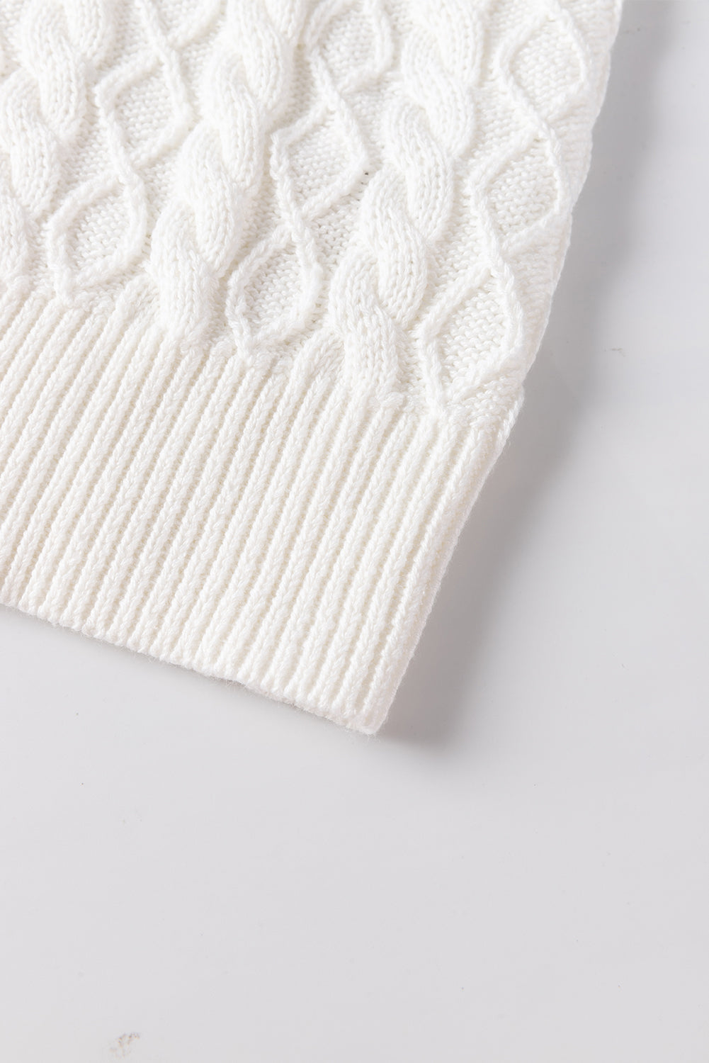 Cable-Knit Turtleneck Cap Sleeve Sweater