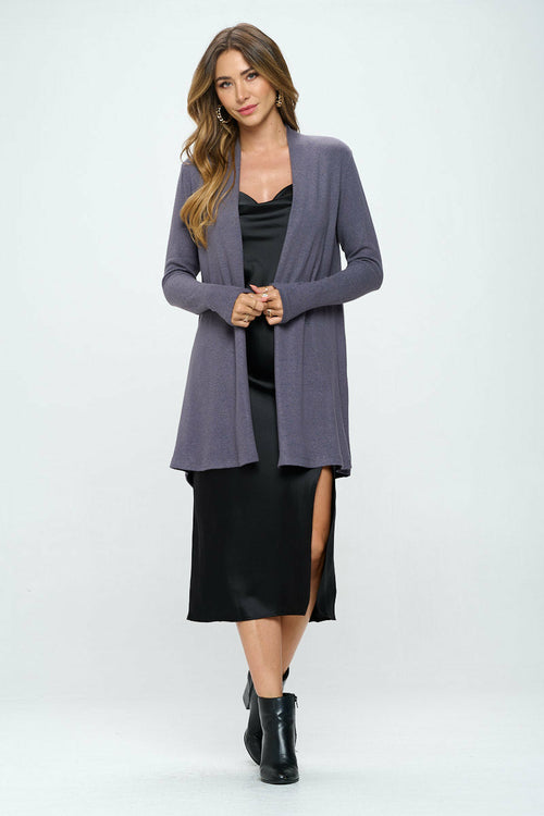 Brushed Knit Drape Front Cardigan with Cashmere Feel